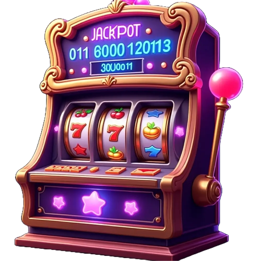 Registe-se e jogueIlustração de uma slot machine animada com 3 rolos