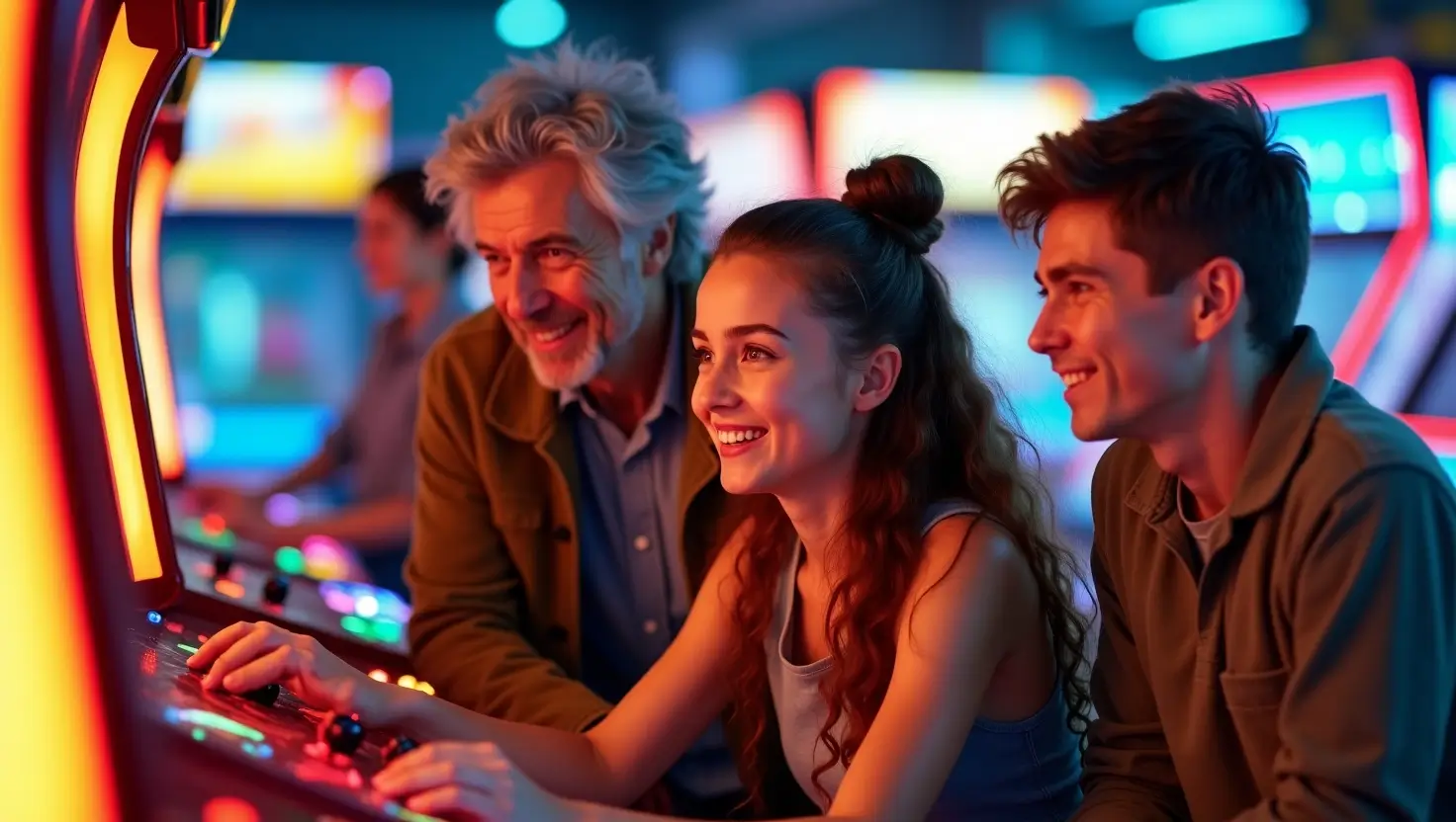 Imagem de uma família a jogar num casino